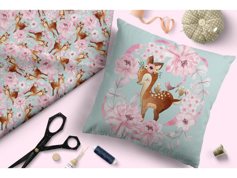 Design 52 Floral Deer Fabric – made-to-order custom fabric by the metre | Fabric by Missy Rose