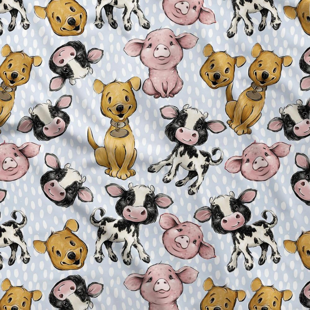 Design 4 Blue Farm Fabric – custom printed pre-order fabric Australia | Fabric by Missy Rose