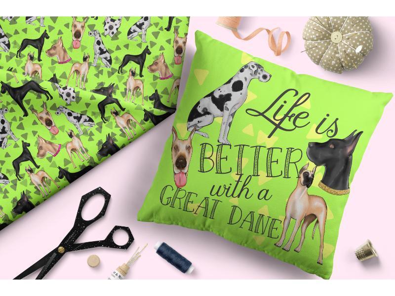 Design 61 Great Dane Fabric – premium custom printed fabric for sewing | Fabric by Missy Rose