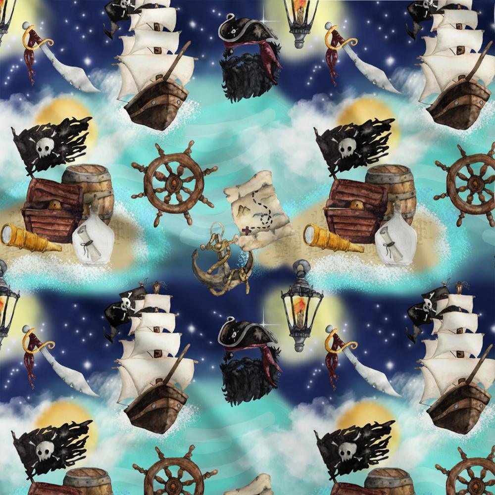 Design 5 Pirate Ship Fabric – premium custom printed fabric for sewing | Fabric by Missy Rose