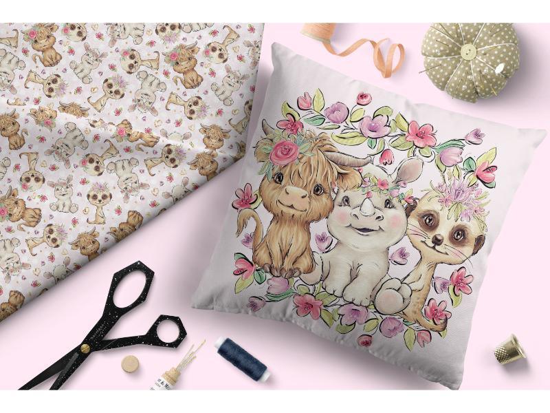Design 6 Pink African Animals Fabric – premium custom printed fabric for sewing | Fabric by Missy Rose