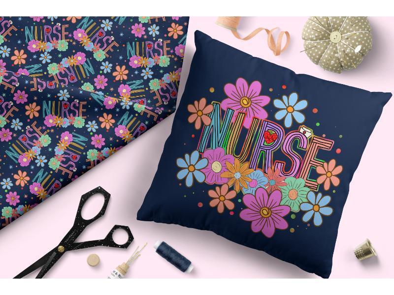 Design 86 Navy Nurse Fabric – premium custom printed fabric for sewing | Fabric by Missy Rose