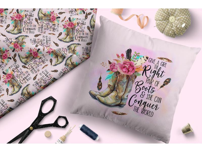Design 93 Cowgirl Boots Fabric – custom printed pre-order fabric Australia | Fabric by Missy Rose