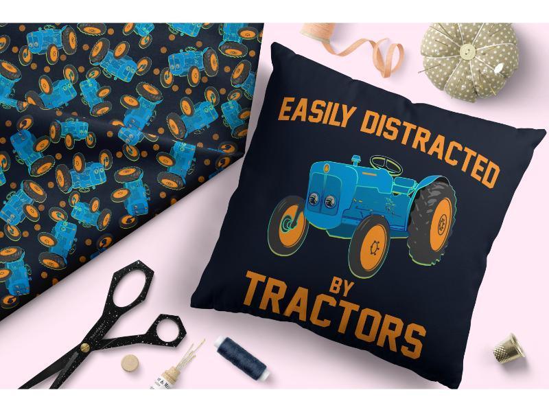 Design 99 Tractor Fabric – custom printed pre-order fabric Australia | Fabric by Missy Rose