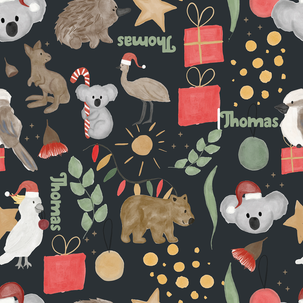 Customisable Name Fabric - Aussie Christmas
