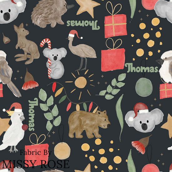 Customisable Name Fabric - Aussie Christmas