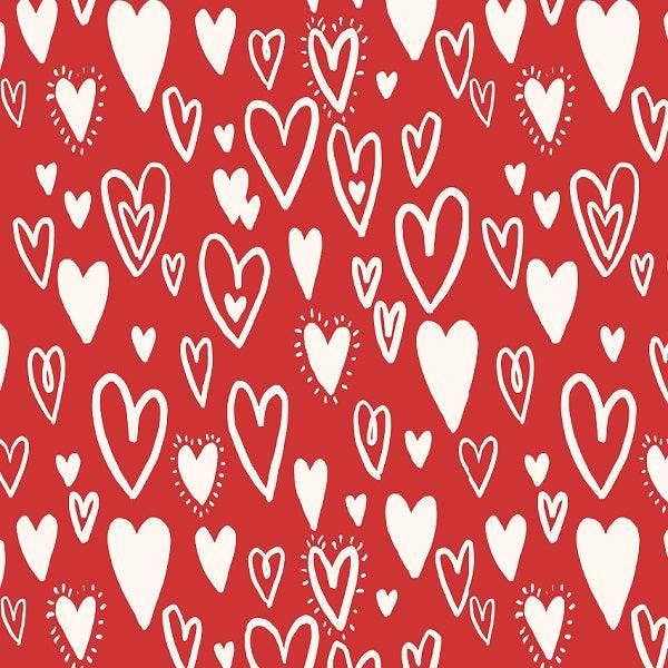 Indy Bloom Fabric Bee My Valentine Bursting Hearts in Red 09 – Fabric by Missy Rose