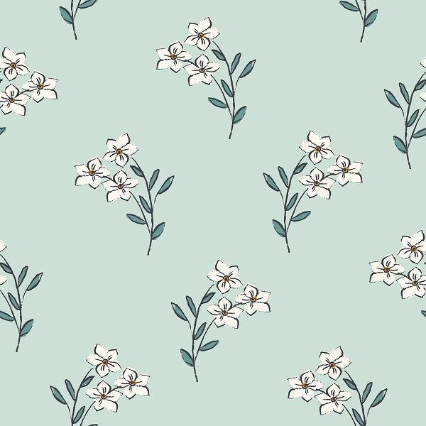 Indy Bloom Fabric - Bee My Valentine - Forget Me Not In Mint 06