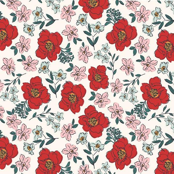 Indy Bloom Fabric Bee My Valentine Sweat Pea Red 02 – made-to-order custom fabric by the metre | Fabric by Missy Rose