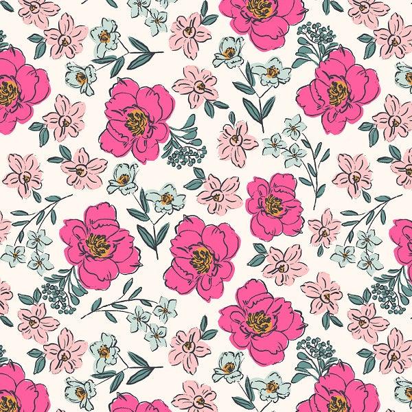 Indy Bloom Fabric Bee My Valentine Sweet Pea Pink 01 – custom printed pre-order fabric Australia | Fabric by Missy Rose