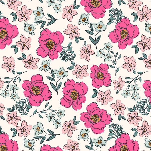 Indy Bloom Fabric - Bee My Valentine - Sweet Pea Pink 01