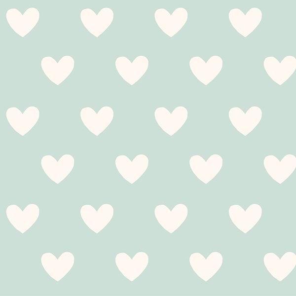Indy Bloom Fabric Bee My Valentine Dotted Hearts in Mint 18 – pre-order designer fabric Australia | Fabric by Missy Rose