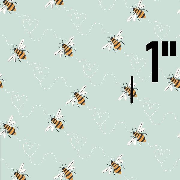 Indy Bloom Fabric Bee My Valentine Honey Bee in Mint 14 – custom printed pre-order fabric Australia | Fabric by Missy Rose