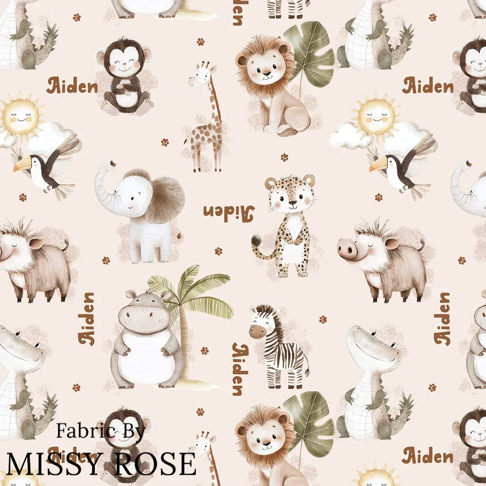 Customisable Name Fabric Safari – made-to-order custom fabric by the metre | Fabric by Missy Rose