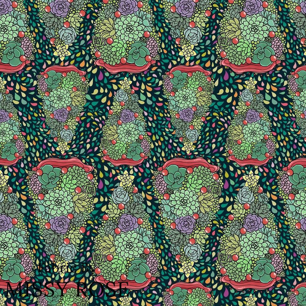 Christmas Design 118 Succulent Fabric – custom printed pre-order fabric Australia | Fabric by Missy Rose
