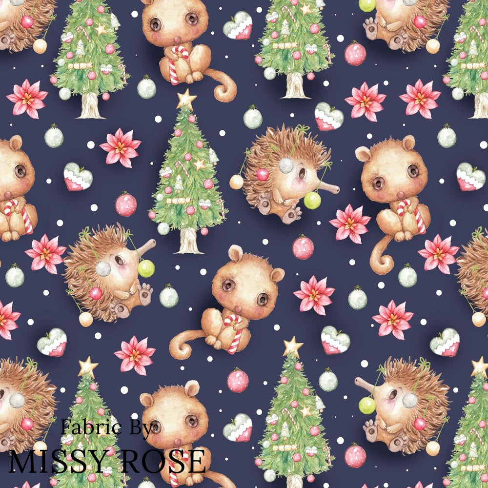 Christmas - Design 12 - Navy Australian Animal Fabric