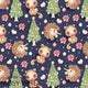 Christmas - Design 12 - Navy Australian Animal Fabric