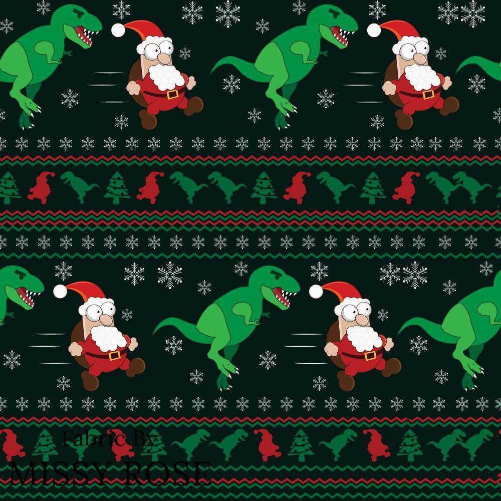 Christmas Design 120 Dino Sweater Fabric – Australian custom printed fabric pre-order | Fabric by Missy Rose