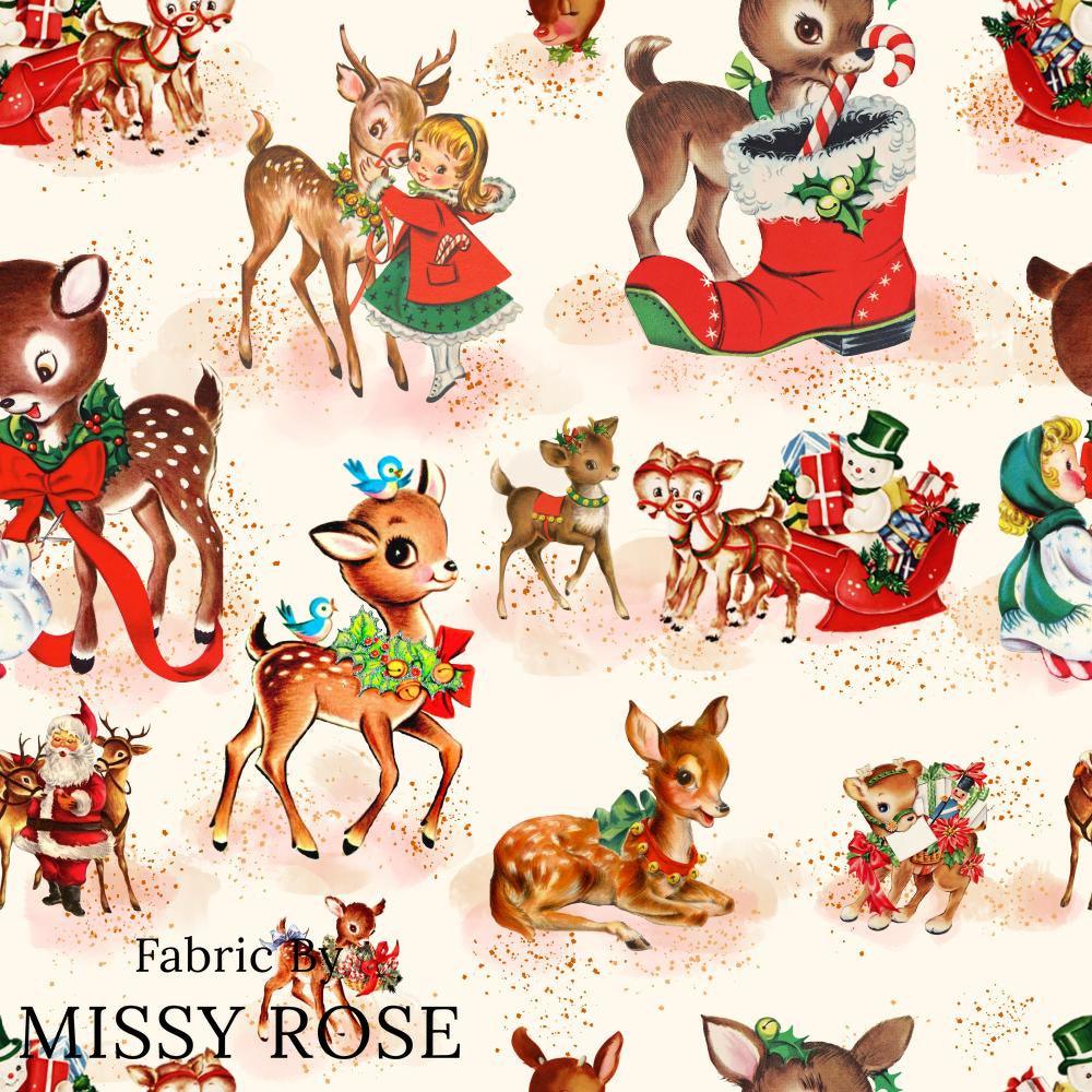 Christmas Design 122 Vintage Deer Fabric – premium custom printed fabric for sewing | Fabric by Missy Rose