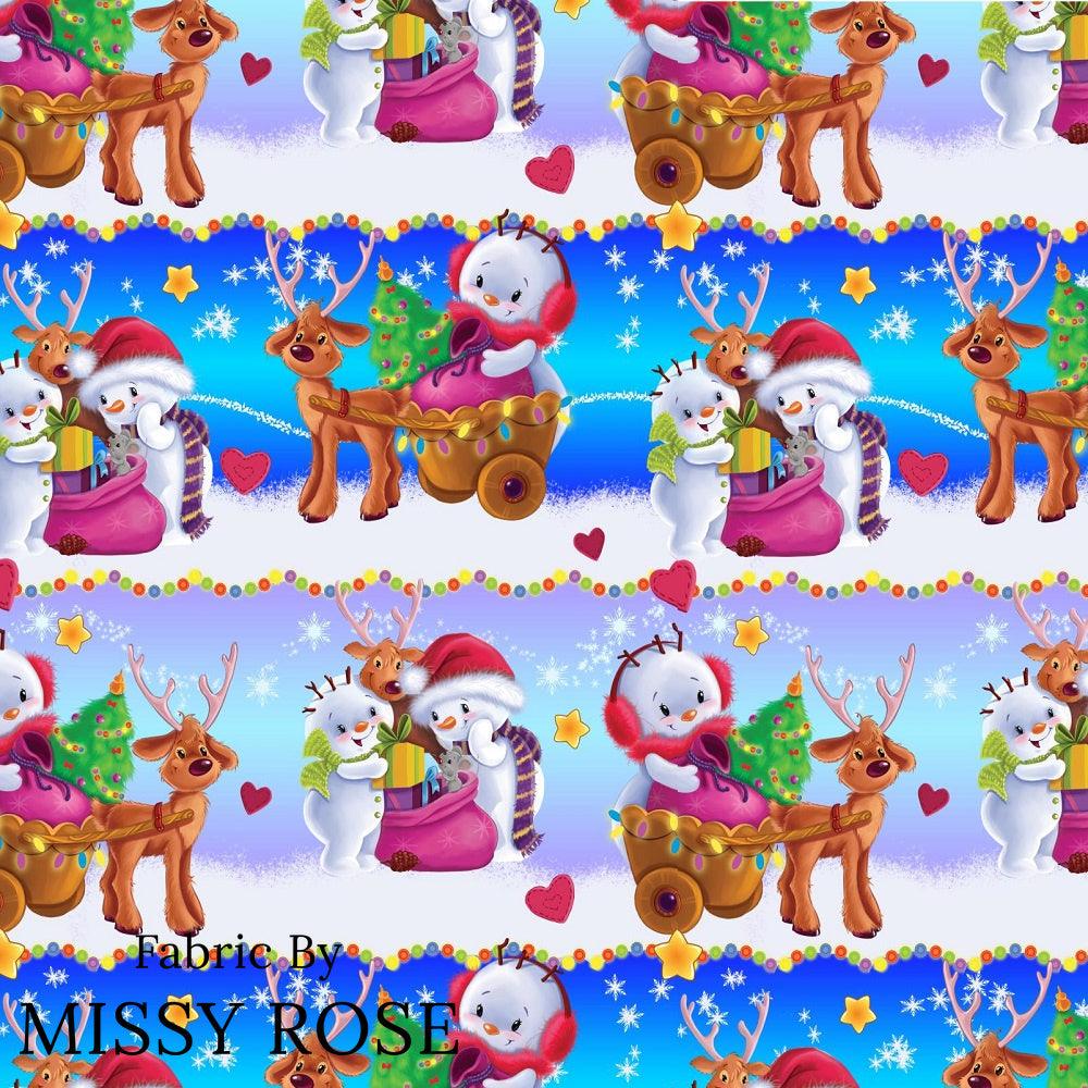 Christmas Design 123 Cute Snow People Fabric – custom printed pre-order fabric Australia | Fabric by Missy Rose