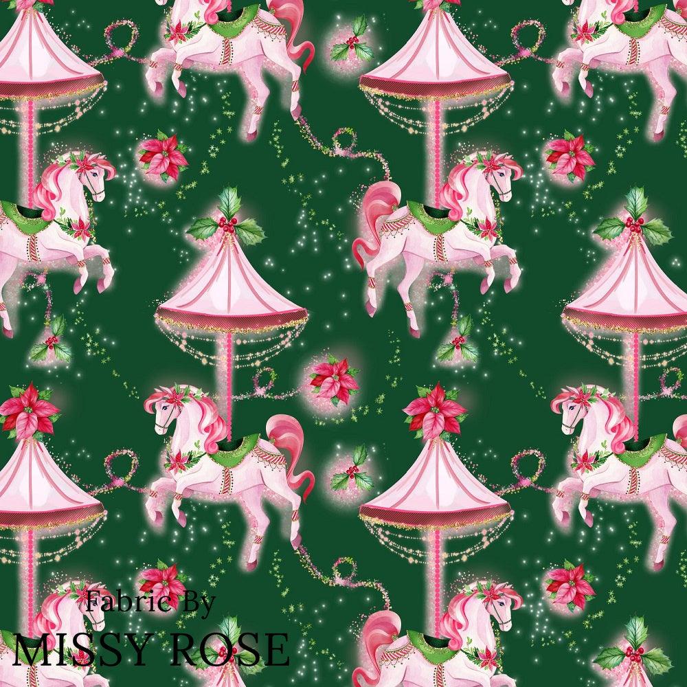 Christmas Design 140 Green Pony Fabric – made-to-order custom fabric by the metre | Fabric by Missy Rose