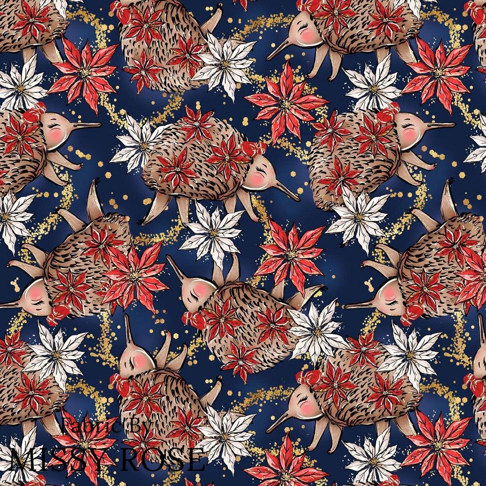 Christmas Design 146 Navy Echidna Fabric – Australian custom printed fabric pre-order | Fabric by Missy Rose