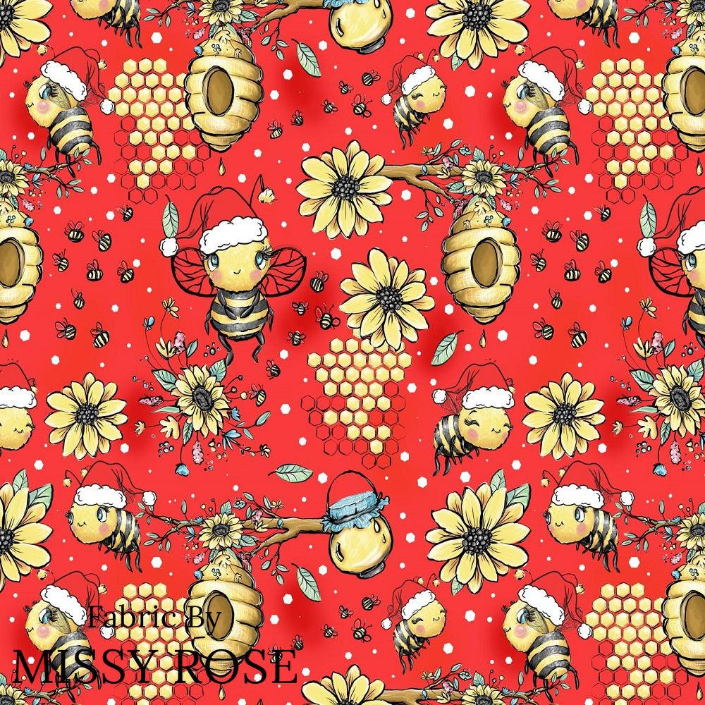 Christmas Design 15 Festive Bee Fabric – made-to-order custom fabric by the metre | Fabric by Missy Rose