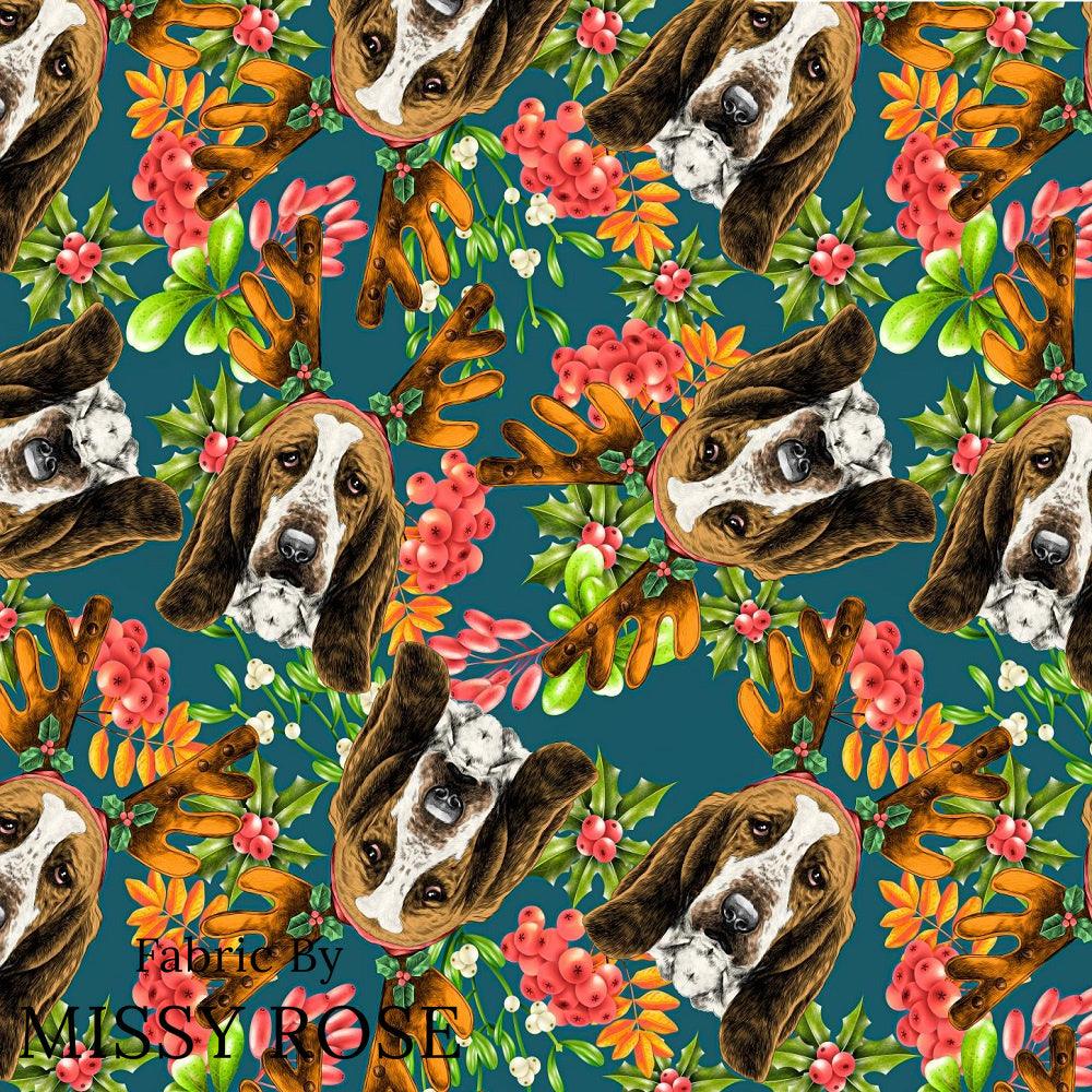 Christmas Design 154 Festive Dog Fabric – made-to-order custom fabric by the metre | Fabric by Missy Rose