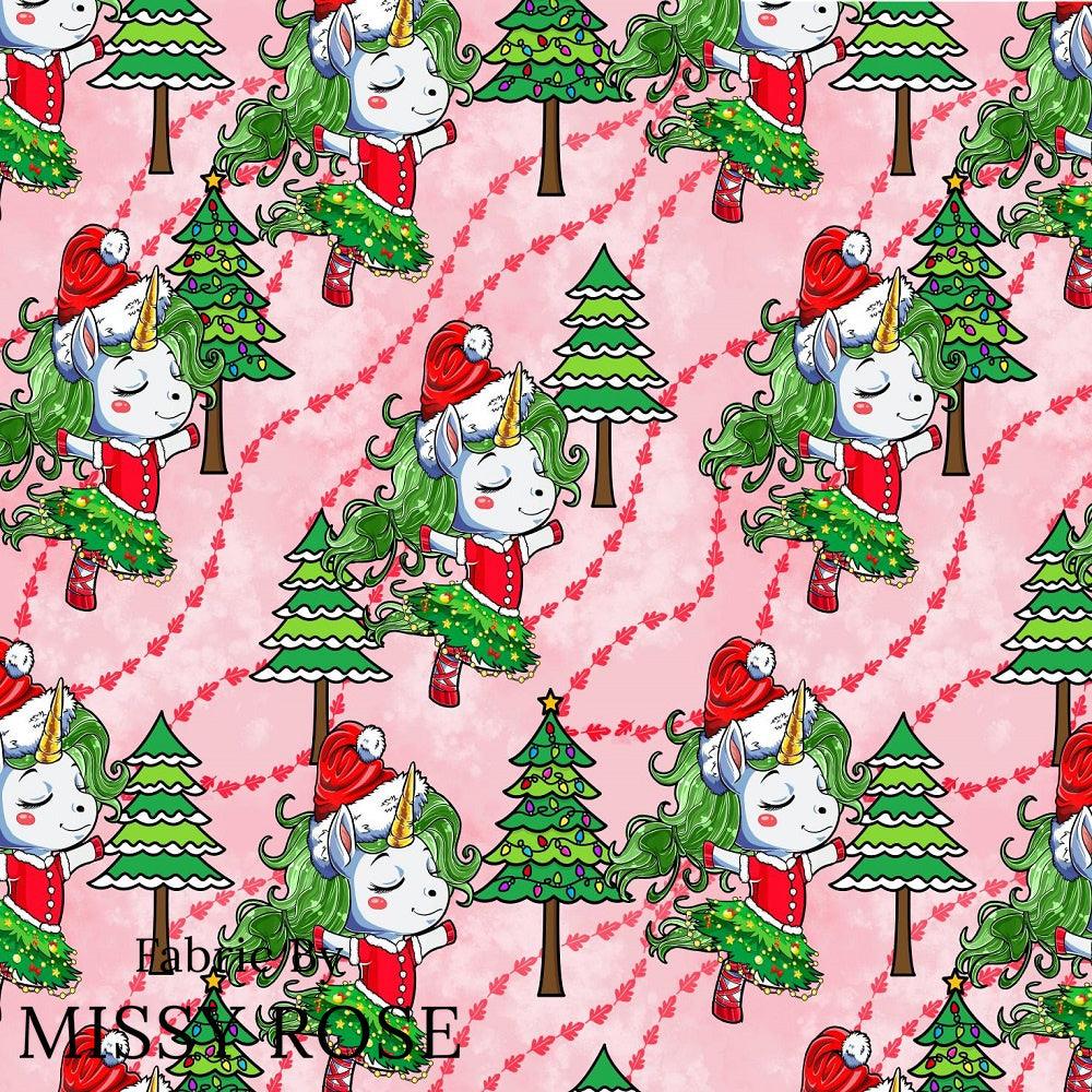Christmas Design 162 Dancing Unicorn Fabric – premium custom printed fabric for sewing | Fabric by Missy Rose
