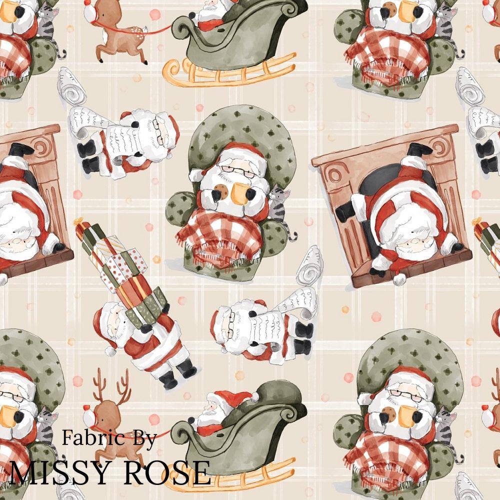 Christmas Design 165 Plaid Santa Fabric – premium custom printed fabric for sewing | Fabric by Missy Rose