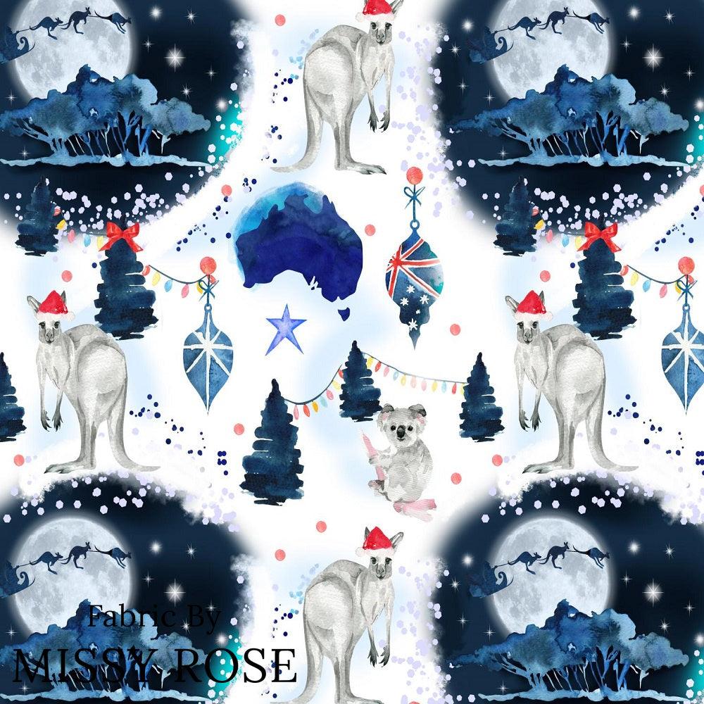 Christmas Design 174 Australian Kangaroo Fabric – custom printed pre-order fabric Australia | Fabric by Missy Rose