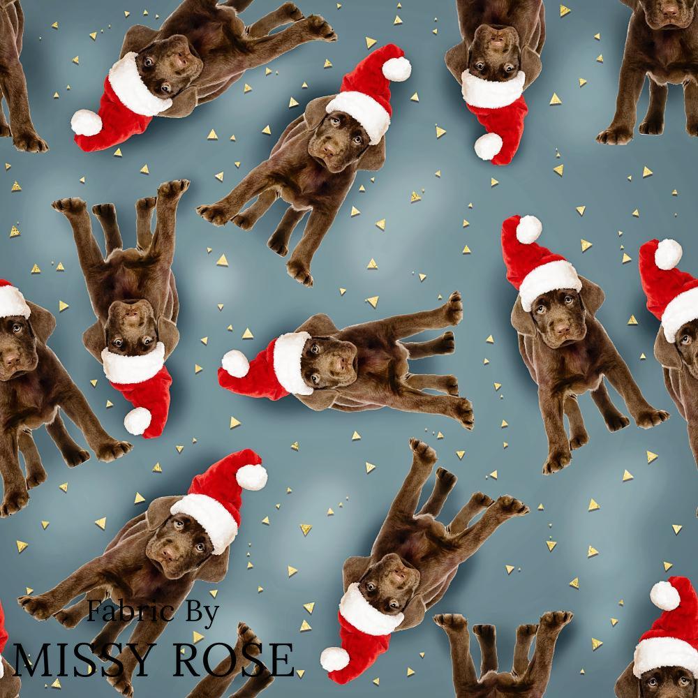 Christmas Design 186 Brown Labrador Fabric – premium custom printed fabric for sewing | Fabric by Missy Rose