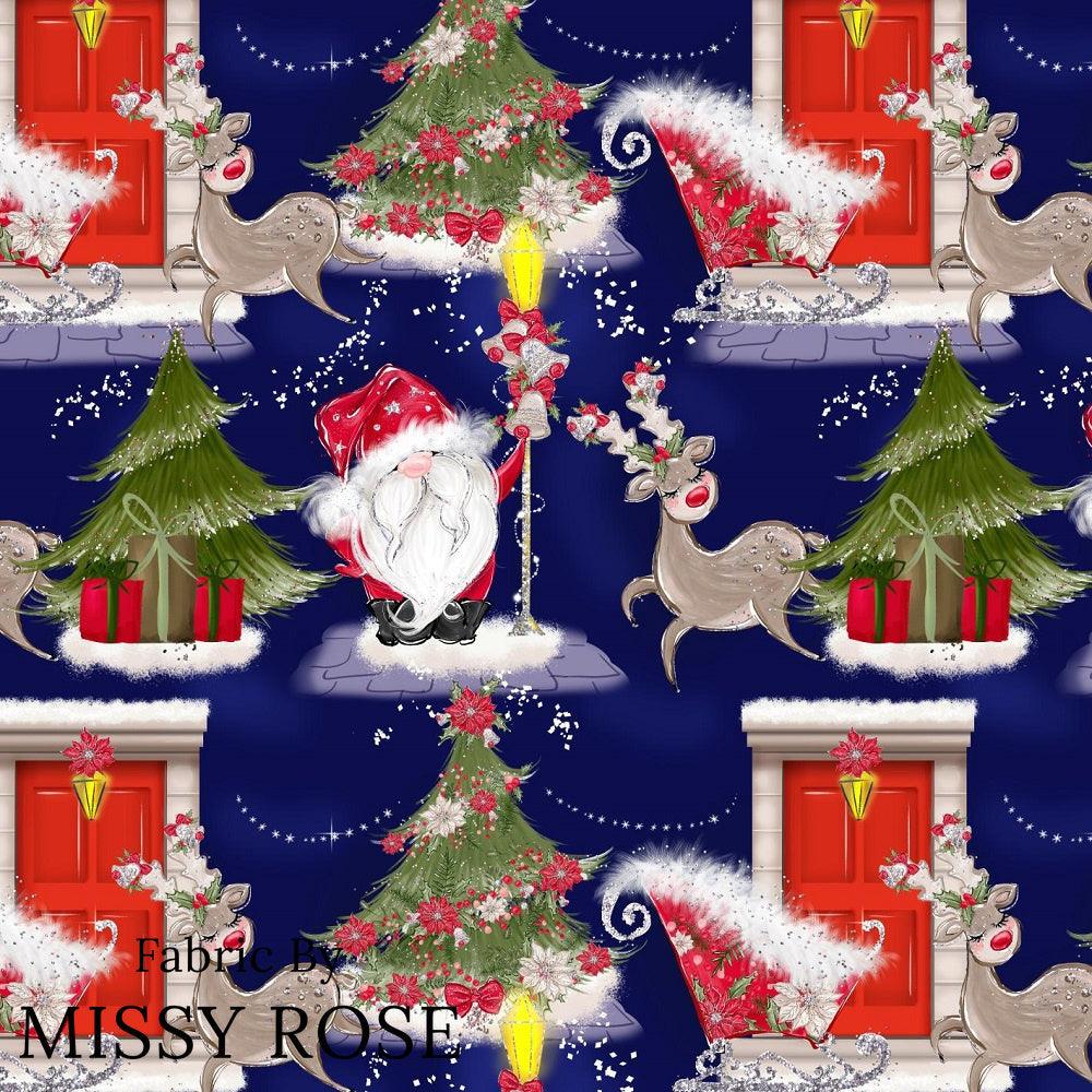 Christmas Design 194 Navy Santa Fabric – custom printed pre-order fabric Australia | Fabric by Missy Rose