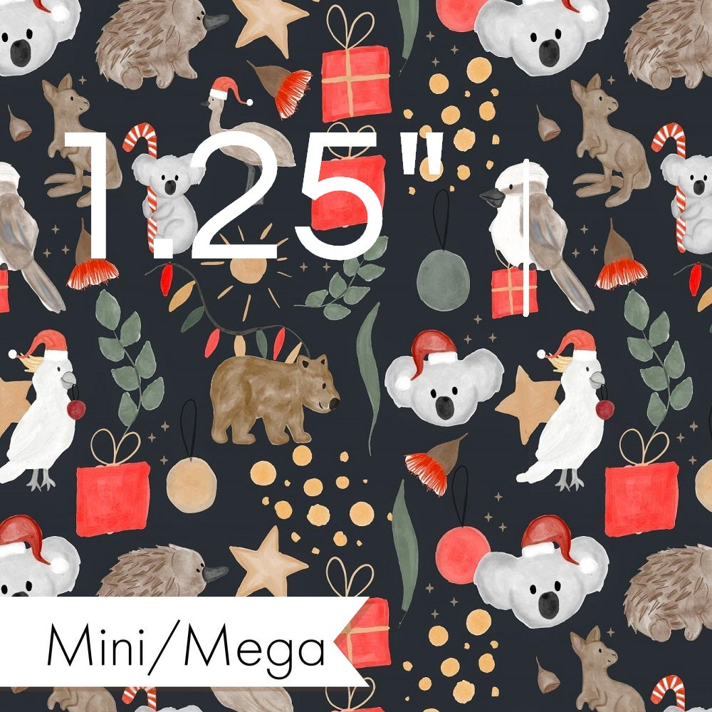 Christmas - Design 1 - Black Australian Animals Fabric