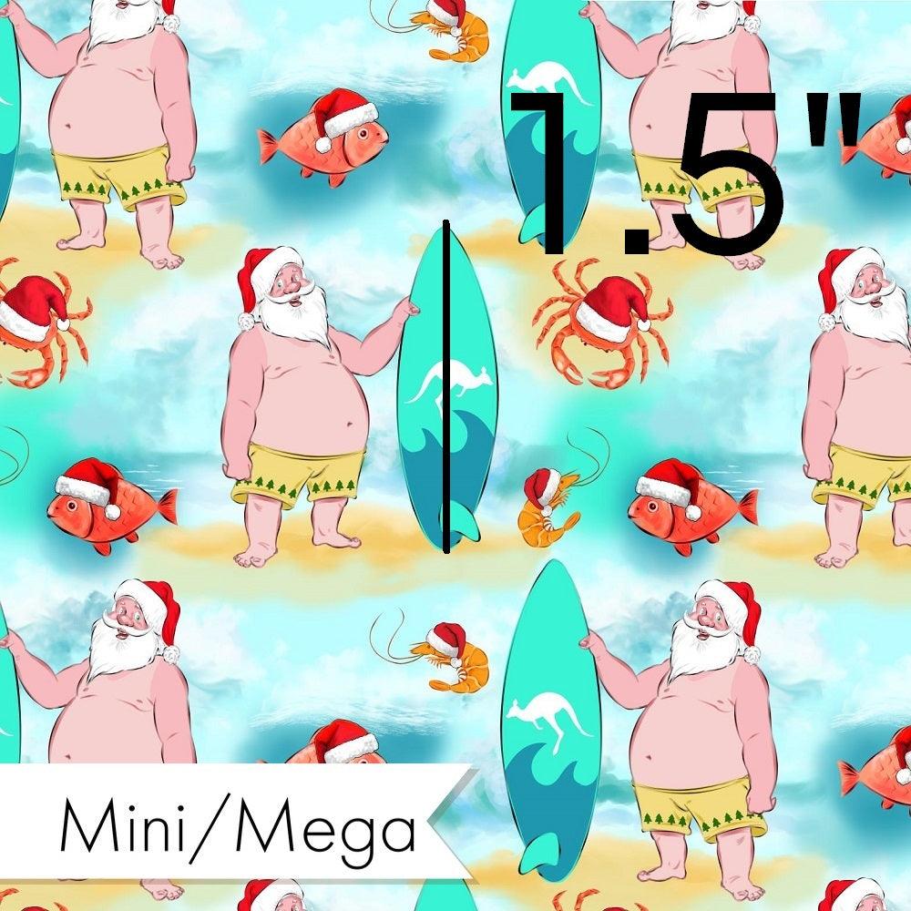 Christmas Design 202 Surfing Santa Fabric – made-to-order custom fabric by the metre | Fabric by Missy Rose