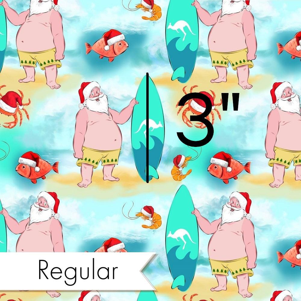Christmas Design 202 Surfing Santa Fabric – custom printed pre-order fabric Australia | Fabric by Missy Rose