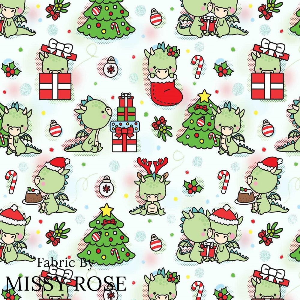 Christmas Design 203 Dragon Fabric – premium custom printed fabric for sewing | Fabric by Missy Rose