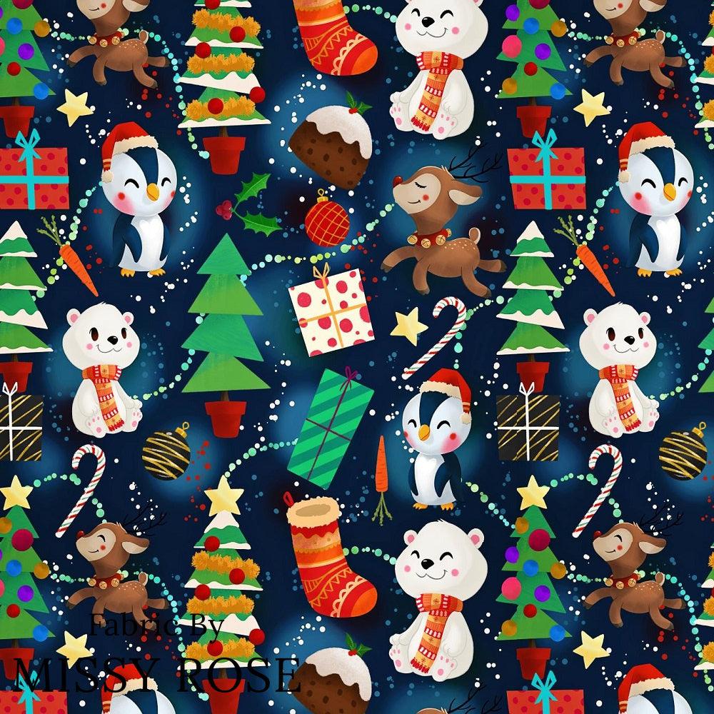 Christmas Design 207 Cute Animals Fabric – pre-order designer fabric Australia | Fabric by Missy Rose
