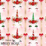Christmas - Design 208 - Pink Unicorn Face Fabric
