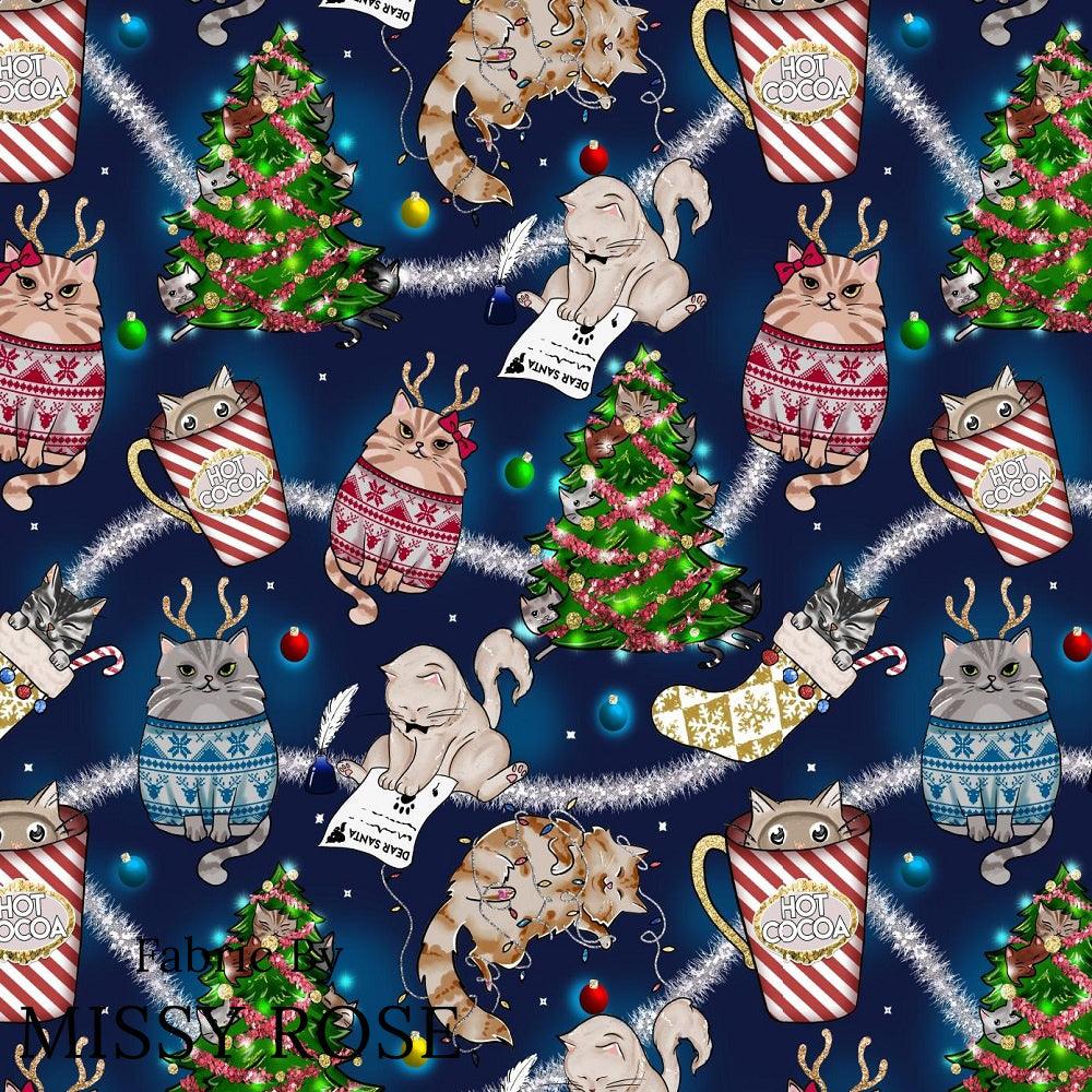 Christmas Design 210 Cheeky Cats Fabric – Australian custom printed fabric pre-order | Fabric by Missy Rose