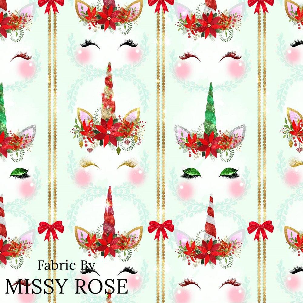 Christmas Design 212 Mint Unicorn Fabric – made-to-order custom fabric by the metre | Fabric by Missy Rose