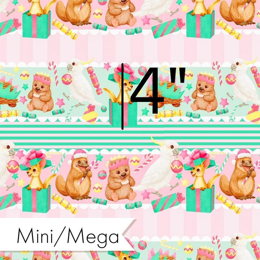 Christmas Design 25 Pink and Green Animals Fabric – pre-order designer fabric Australia | Fabric by Missy Rose
