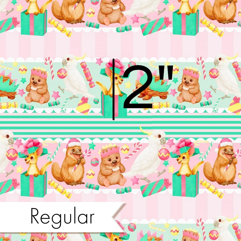 Christmas - Design 25 - Pink and Green Animals Fabric