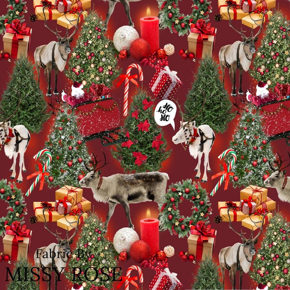 Christmas Design 28 Red Reindeer Fabric – custom printed pre-order fabric Australia | Fabric by Missy Rose