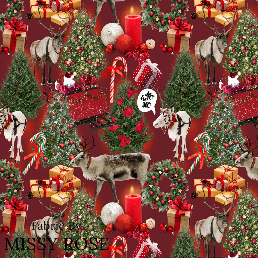 Christmas - Design 28 - Red Reindeer Fabric