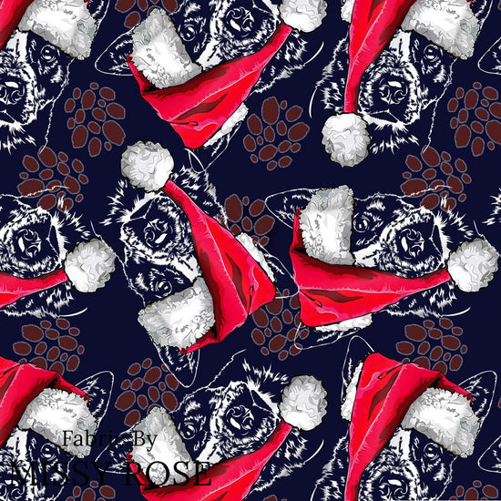 Christmas - Design 30 - Cattle Dog Fabric