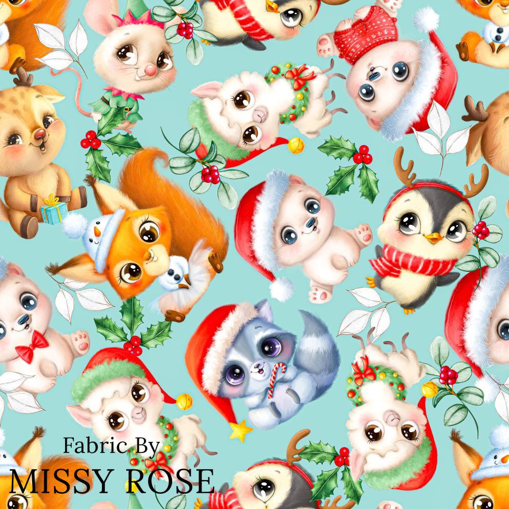 Christmas Design 32 Blue Woodlands Fabric – premium custom printed fabric for sewing | Fabric by Missy Rose