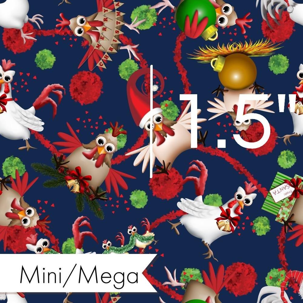 Christmas Design 36 Navy Chicken Fabric – pre-order designer fabric Australia | Fabric by Missy Rose