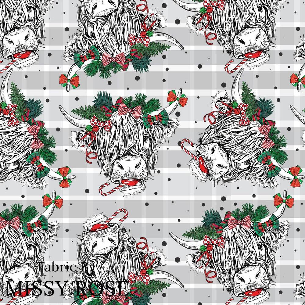 Christmas Design 38 Cow Fabric – pre-order designer fabric Australia | Fabric by Missy Rose