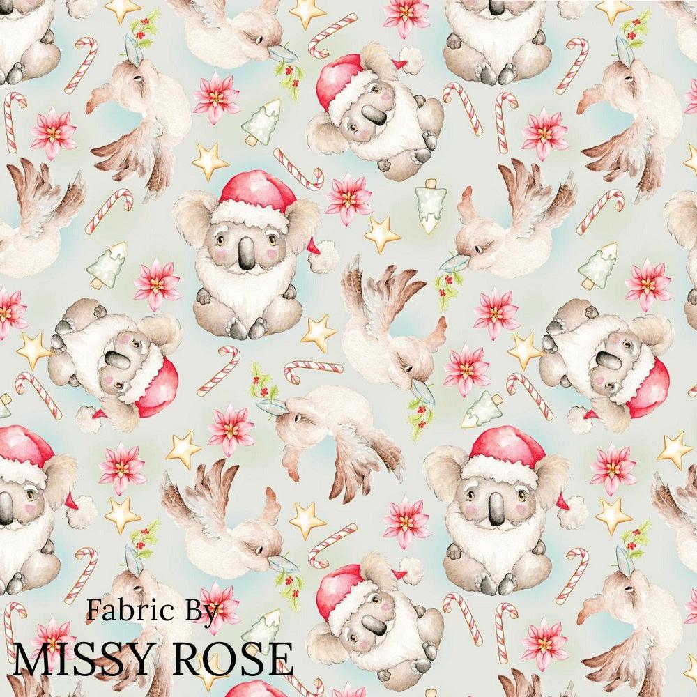 Christmas Design 39 Grey Koala Fabric – custom printed pre-order fabric Australia | Fabric by Missy Rose
